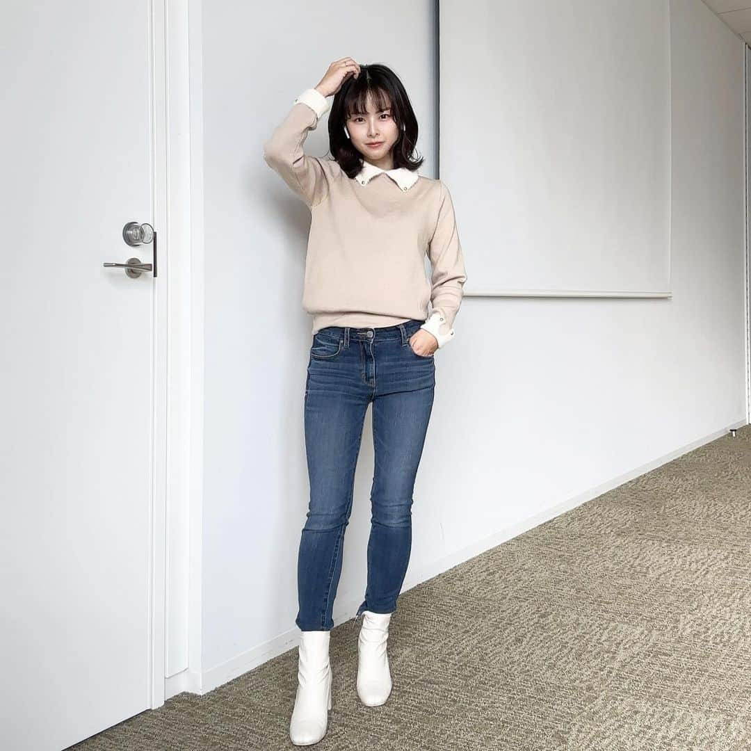 酒井蘭さんのインスタグラム写真 - (酒井蘭Instagram)「#オフィスカジュアル tops @dholic_official  denim @azulbymoussy_official  boots @grl_official  ----------------- 急に寒くなったね🙃❄️」10月13日 17時00分 - ransakai0313