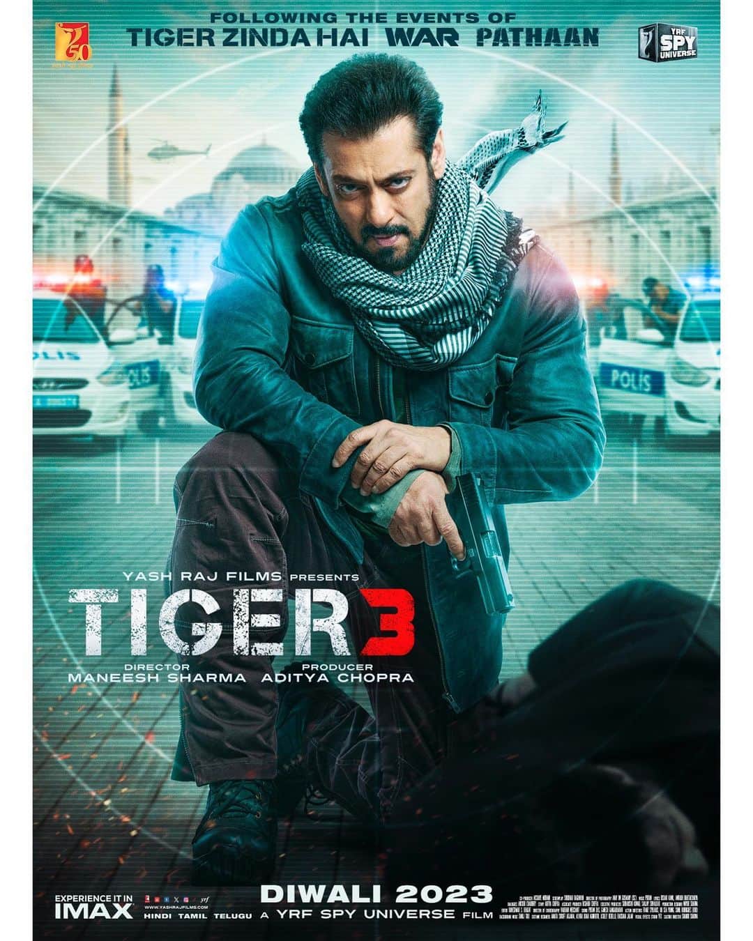 サルマン・カーンのインスタグラム：「Tiger aa raha hai. 16th October. #Tiger3Trailer  Ready ho jao! 🔥 #5DaysToTiger3Trailer  #Tiger3 arriving in cinemas this Diwali. Releasing in Hindi, Tamil & Telugu.   @katrinakaif | #ManeeshSharma | @yrf | #YRF50 | #YRFSpyUniverse」