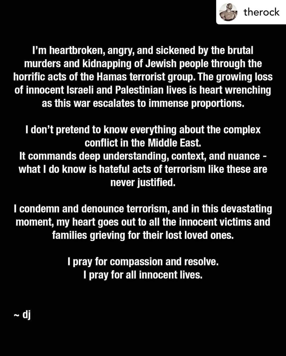 イアン・サマーホルダーのインスタグラム：「I’m reposting this from @therock because I simply don’t have the words but if I did, they would sound like this. I’m speechless… 💔」