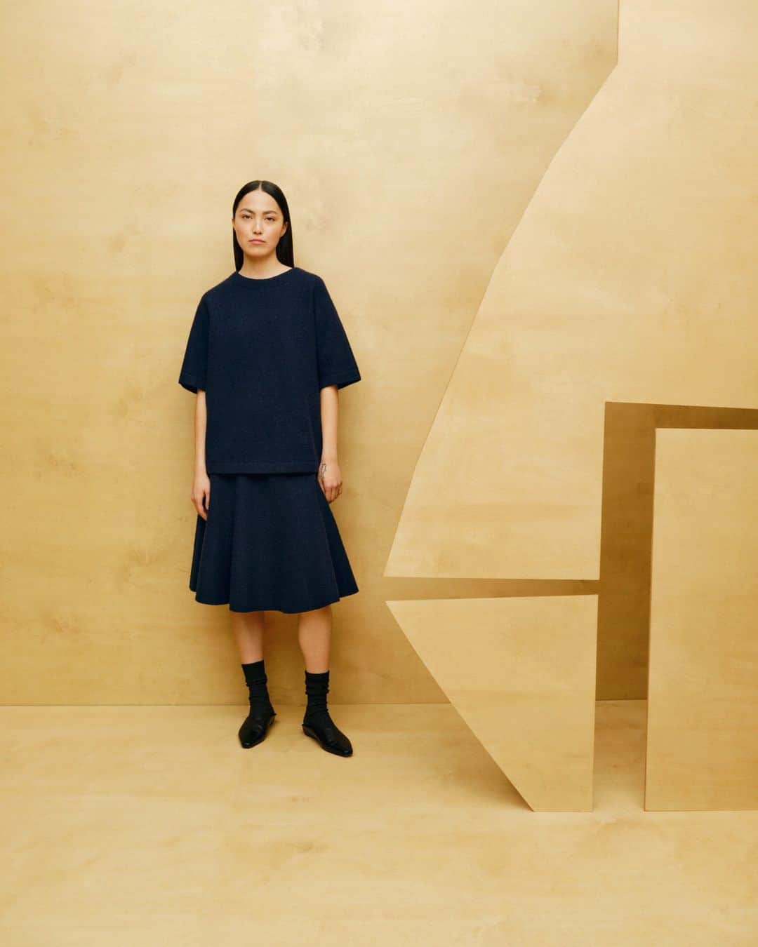 マリメッコのインスタグラム：「The blue moment. 💙 Modular their middle name and made of certified, responsible 100% boiled wool, the relaxed Maalaus tunic and the fit & flare Maneesi skirt are an ode to minimalistic style. Can you feel the refined warmth they radiate?  Explore FW23 at marimekko.com. #marimekko」