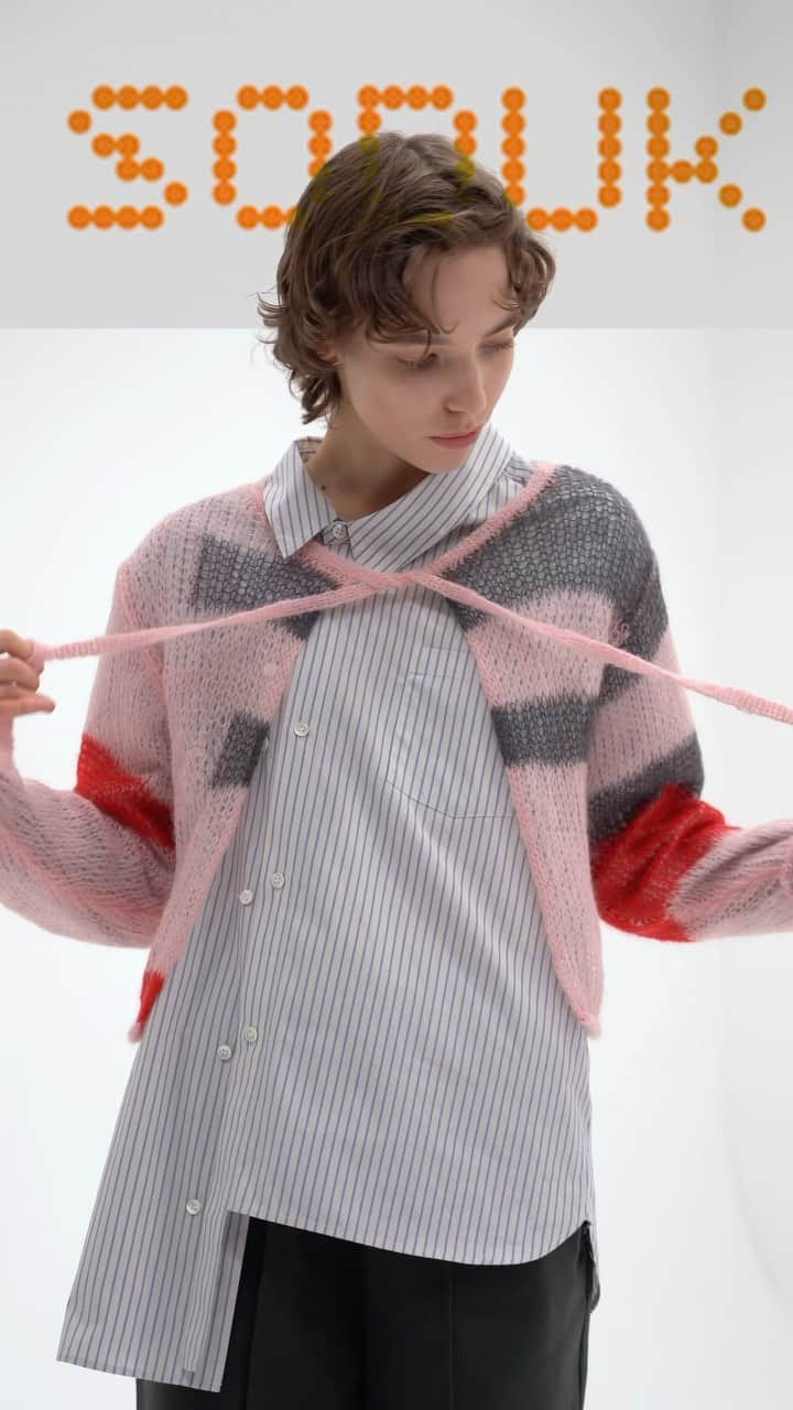 sodukのインスタグラム：「fall winter 23 collection jane wears patchwork knit cardigan.  videography: @atsukiito_   #soduk #soduk23fw」