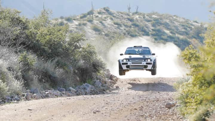 ケン・ブロックのインスタグラム：「I’m excited to see the Cossie V2 competing at the @lakesuperiorperformancerally in the hands of @liakblock and @rhianongelsomino.  Such an epic car, loved by fans all over the world and now it will be rallying in the beautiful Michigan stages this week.  This is a throwback from few years ago and one of the earlier tests Ken and I did with the car, when it was still without livery and showing its carbon and fiberglass body.   #KB43VER #FLATOUT43VER  🎥 @collinharrington」