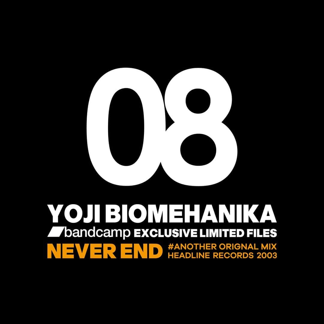 YOJI BIOMEHANIKAのインスタグラム：「Actually, there is another one of my "Never End" that was released on Headline Records in Germany in 2003. However, the label went out of business and stopped producing 12inch vinyl records, and this version has disappeared from the world. This version is tougher and teckier than the Hellhouse Version.  I was lucky enough to find the original files for this version the other day, and with the approval of Headline Records label founder Oliver Klitzing, I have decided to make it available in this limited series.  This file will be available for one week only.Available from 11th Oct. at 18:00 to 17th Oct. at 17:59 Japan time.　  実は、私の "Never End "にはもうひとつのNever Endがあり、それは2003年にドイツのHeadline Recordsからリリースされていた。しかし、レーベルは廃業し、12インチレコードの製造も中止したため、このバージョンはこの世から消えてしまった。 この幻のバージョンはかつてのHellhouseのものよりもタフでテッキーで、このHeadlineのヴァージョンが一番好きだという方々もいらっしゃるようです。先日、幸運にもこのヴァージョンのオリジナル・ファイルを見つけることができたので、Headline Recordsのレーベル創設者であるオリバー・クリッツィングの了解を得て、今回このシリーズで限定公開することにしました。  このファイルの公開は一週間限定です。公開期間は日本時間の2023年10/11 18:00〜2023年10/17 17:59まで！ご注意ください。  https://biomehanika.bandcamp.com/」