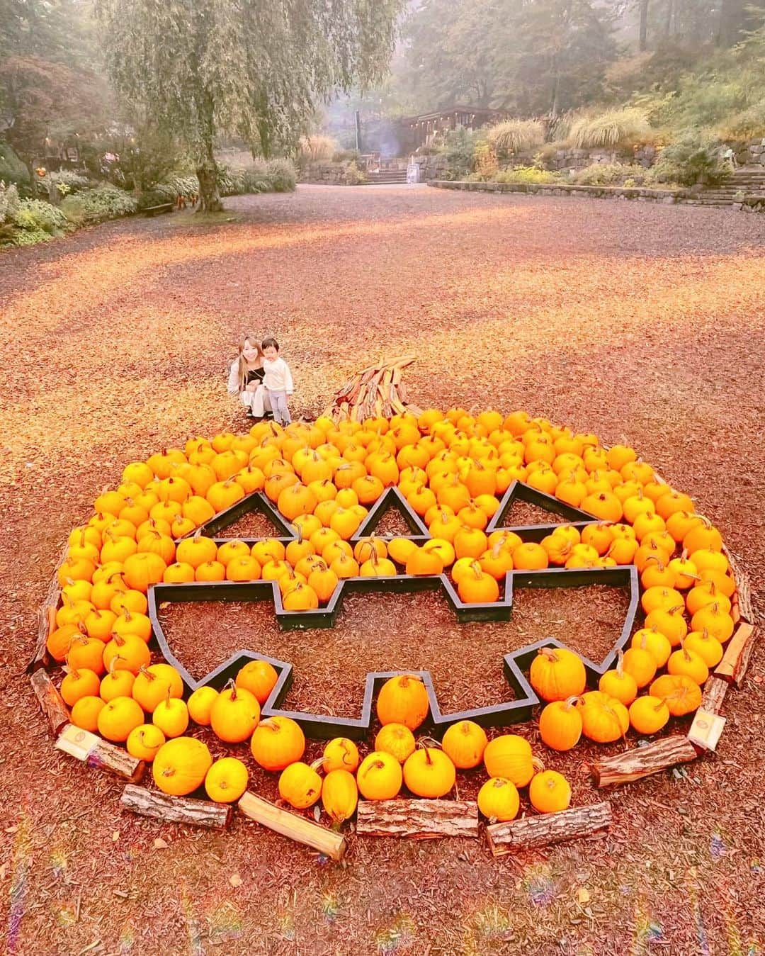 はるみんのインスタグラム：「.·˖*✩ ⁡ 山梨県八ヶ岳南麗1300mにある 【萌木の村】に行ってきました🥳 ⁡ 広大な敷地にナチュラルガーデン レストラン、ショップなどがあり 建物1つ1つがメルヘンな世界観です🎠𓈒𓂂 ⁡ ⁡ 10月はハロウィンイベントをやっていて たくさんのカボチャがありました🎃 ⁡ 海外のパンプキンパッチが 大好きなのですが、日本では 中々やってる所を見かけないので ここのパンプキンをみて感動🥹 ⁡ 1つ1つ心をこめて作られた パンプキンにかいくんも大喜びでした👦🎃 ⁡ ⁡ 装飾のセンスも抜群によくて ステキが溢れてる場所だったなぁ😍💕 ⁡ ⁡ ⁡ 📍萌木の村(山梨県清里) @moeginomurapr  ⁡ ⁡」