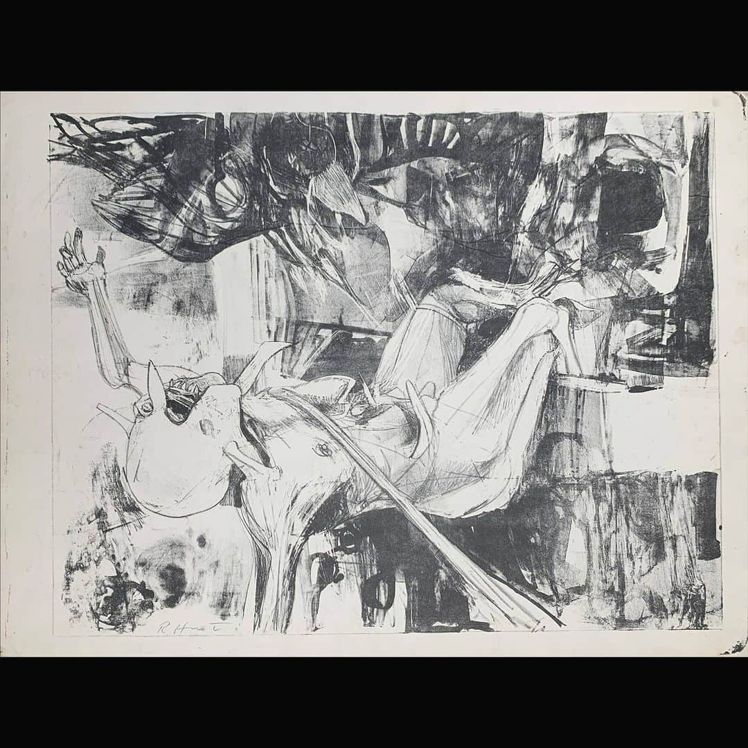 大英博物館さんのインスタグラム写真 - (大英博物館Instagram)「This haunting lithograph was created by the renowned sculptor Richard Hunt when he was just 19, in response to the brutal murder of Emmett Till in August 1955.  Emmett Till, like Hunt, was an African American from Chicago. At just 14 years of age, Till was tortured and lynched after being falsely accused of harassing a young white woman while visiting relatives in Mississippi.   Hunt uses the image of Prometheus – in Greek myth, a man condemned by Zeus to eternal suffering – to express the torment, pain, and fear experienced by Emmett Till.   In the aftermath of his tragic death, Till posthumously emerged as an enduring symbol of the civil rights movement.  🏛 You can learn more about the impact and importance of Richard Hunt’s work in our curator’s blog – link in bio.  Richard Hunt (born 1935), Prometheus. Lithograph, 1956. Presented anonymously in honour of Noël Annesley © Reproduced by permission of the artist.  #BritishMuseum #BlackHistoryMonth #PrintsAndDrawings」10月11日 19時45分 - britishmuseum