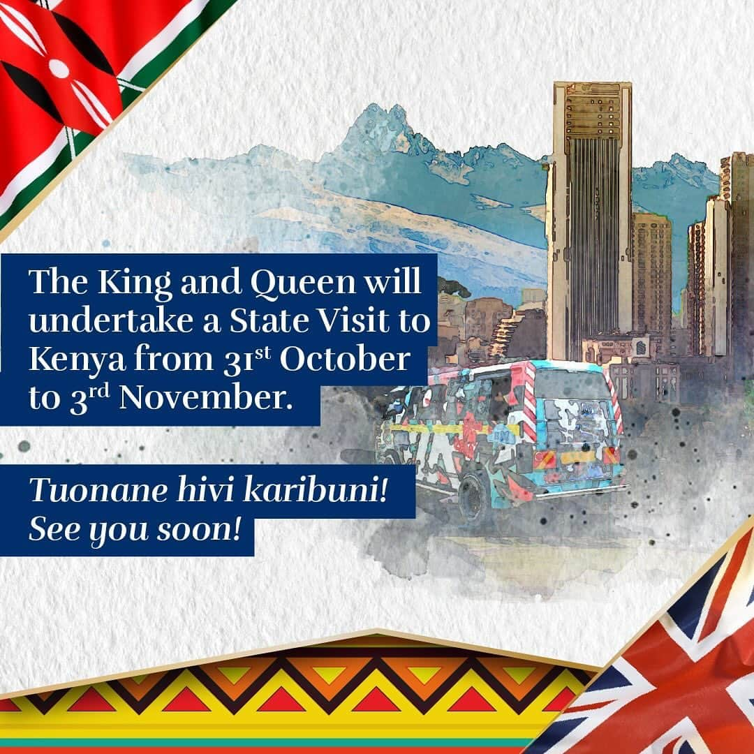 ロイヤル・ファミリーのインスタグラム：「🇰🇪 The visit - Their Majesties’ first visit to a Commonwealth country since The King acceded to the throne - is at the invitation of President Ruto of Kenya and comes as the country prepares to celebrate 60 years of independence.  The Royal couple will visit Nairobi City County and Mombasa County.  Visit our link in bio for further information.  #royalvisitkenya」