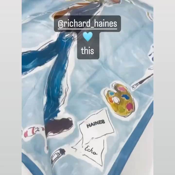 Richard Hainesのインスタグラム：「Thank you @timasks for this! Scarf available @echonewyork 🩵✍🏼💙 Part of proceeds goes to Transgender Legal Defense & Education Fund 🏳️‍⚧️」