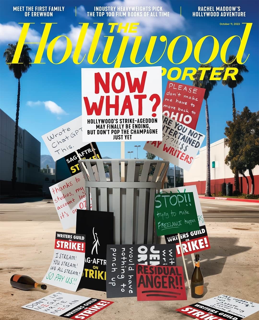 ハリウッド・リポーターのインスタグラム：「Now what? ⁠ ⁠ Hollywood’s "summer of strikes" may be about to wrap, but don’t pop the champagne just yet. Existential issues still loom large. THR breaks down the five crises facing Hollywood post-strike in this week's cover feature. Read at the link in bio.」