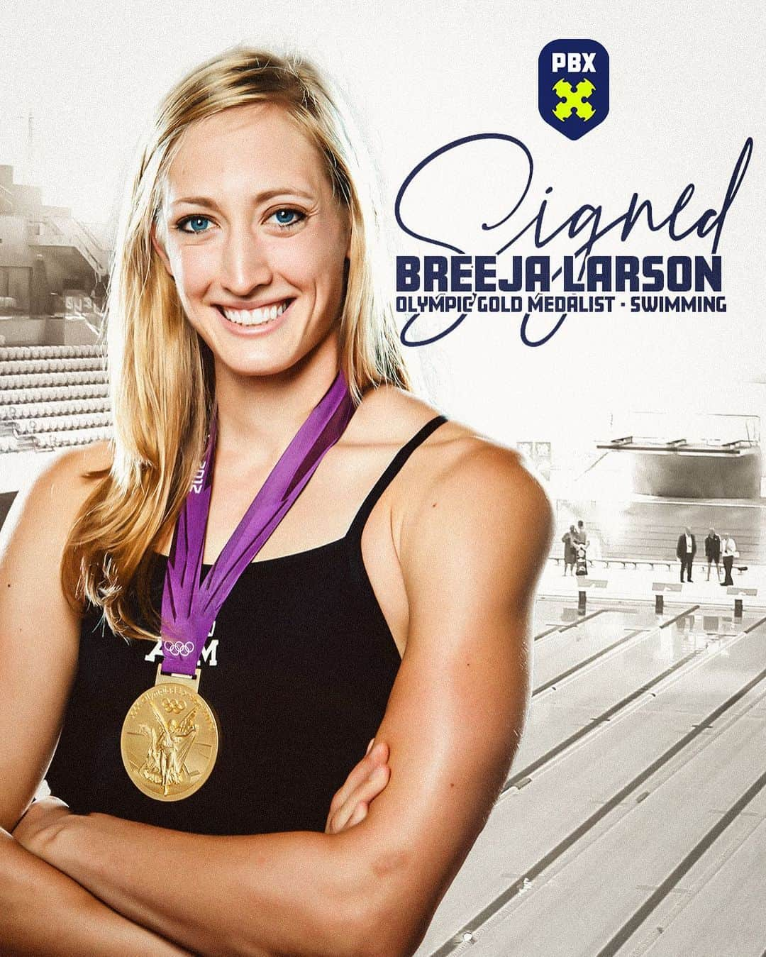 ブリージャ・ラーソンのインスタグラム：「Welcome to @pbxpickleball, @breejalarson!   Follow @pbxpickleball for more announcements about player signings, the PBX Tour, and PBX Pro-Ams.  In PBX, you can play pickleball with and against sports stars and Olympians like Gold Medalist Breeja.  Breeja will join other PBX Pros at our first Pro-Am on Tuesday, Oct. 17 @chickennpicklegaz. Link in bio to sign up.   Breeja earned a gold medal in the 4×100-meter medley relay at the 2012 Summer Olympics.  #pickleball #pickleballislife #pbxpickleball #swimming」