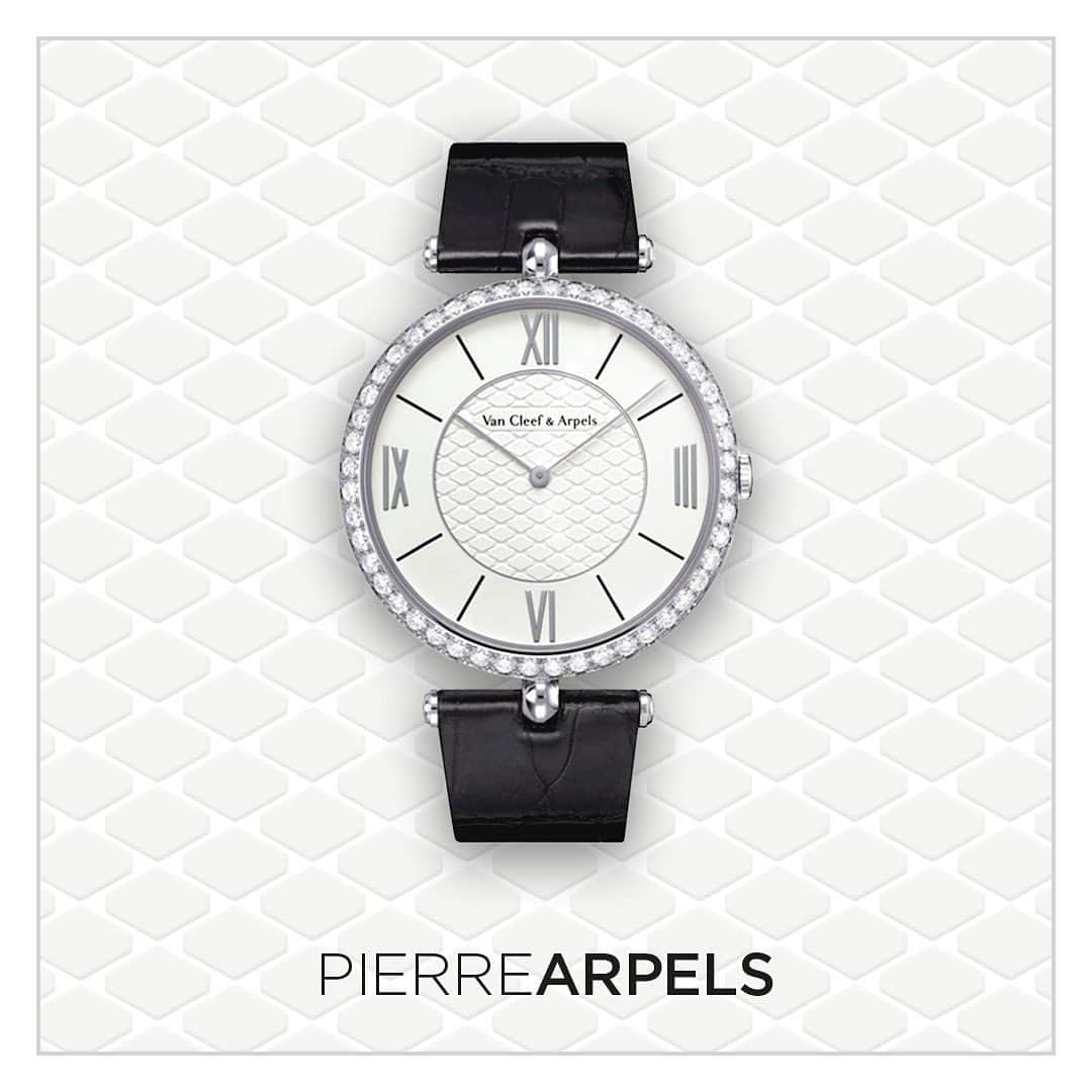 ヴァンクリーフ&アーペルのインスタグラム：「Take a look at this iconic timepiece combining fine lines and plays of light. Created in 1949, the Pierre Arpels watch evokes discreet elegance that stands the test of time.   #VanCleefArpels #PierreArpelsWatch #VCAwatches」
