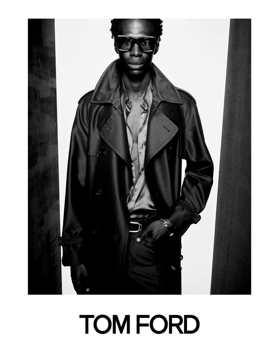 トムフォードのインスタグラム：「SUMMER 24  BY PETER HAWKINGS  PHOTOGRAPHER: ANTHONY SEKLAOUI MODEL: CHERIF DOUAMBA LOOK: 17    #TOMFORDSUMMER24 #TOMFORD」