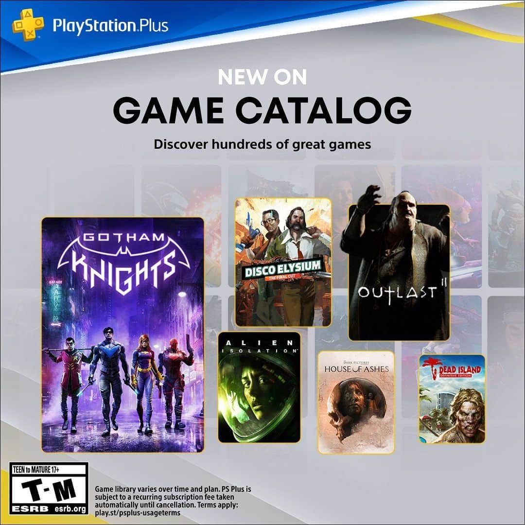 PlayStationのインスタグラム：「Your PlayStation Plus Game Catalog for October includes:   ➕ Gotham Knights ➕ Disco Elysium: The Final Cut ➕ The Dark Pictures Anthology: House of Ashes ➕ Alien: Isolation   … and many more. Head to PS Blog for the full lineup.」