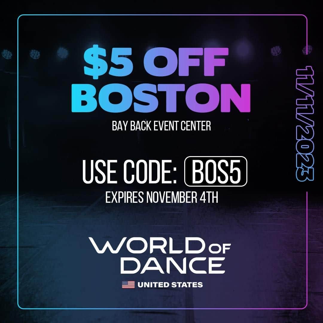 World of Danceさんのインスタグラム写真 - (World of DanceInstagram)「Boston, we are on our way! 🚙Get $5 off our Boston event with the code: BOS5 at worldofdance.com  Better catch it before this deal expires!🏃‍♀️💨  #worldofdance #wodboston #wodbos23」10月12日 3時01分 - worldofdance