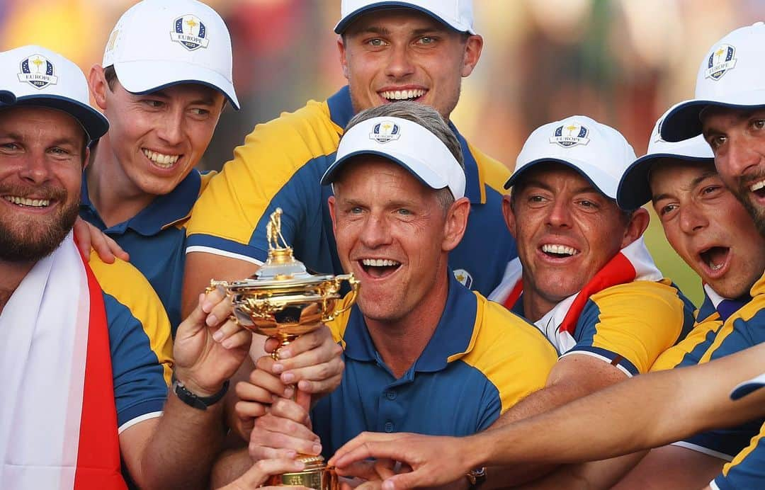 ルーク・ドナルドのインスタグラム：「Happiness is contagious! Love these guys 🥰💙💛  @rydercupeurope」