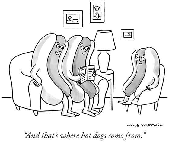 The New Yorkerのインスタグラム：「The birds and the bratwursts. #NewYorkerCartoons 🖋️ @margaret__elisabeth」