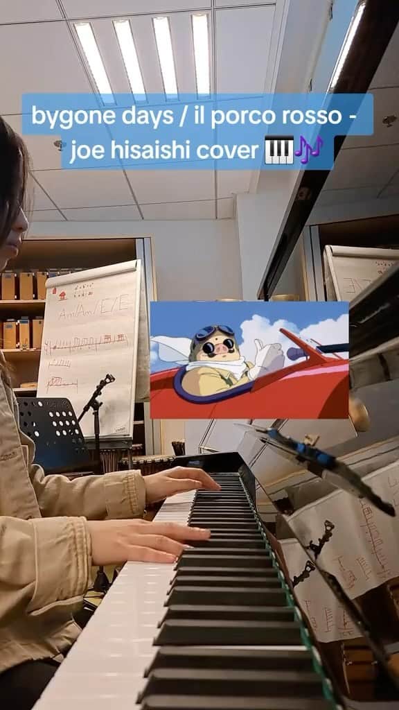 久石譲のインスタグラム：「Love this cover of “Bygone Days” from Porco Rosso! Thank you to @kittynmusic for sharing ❤️」