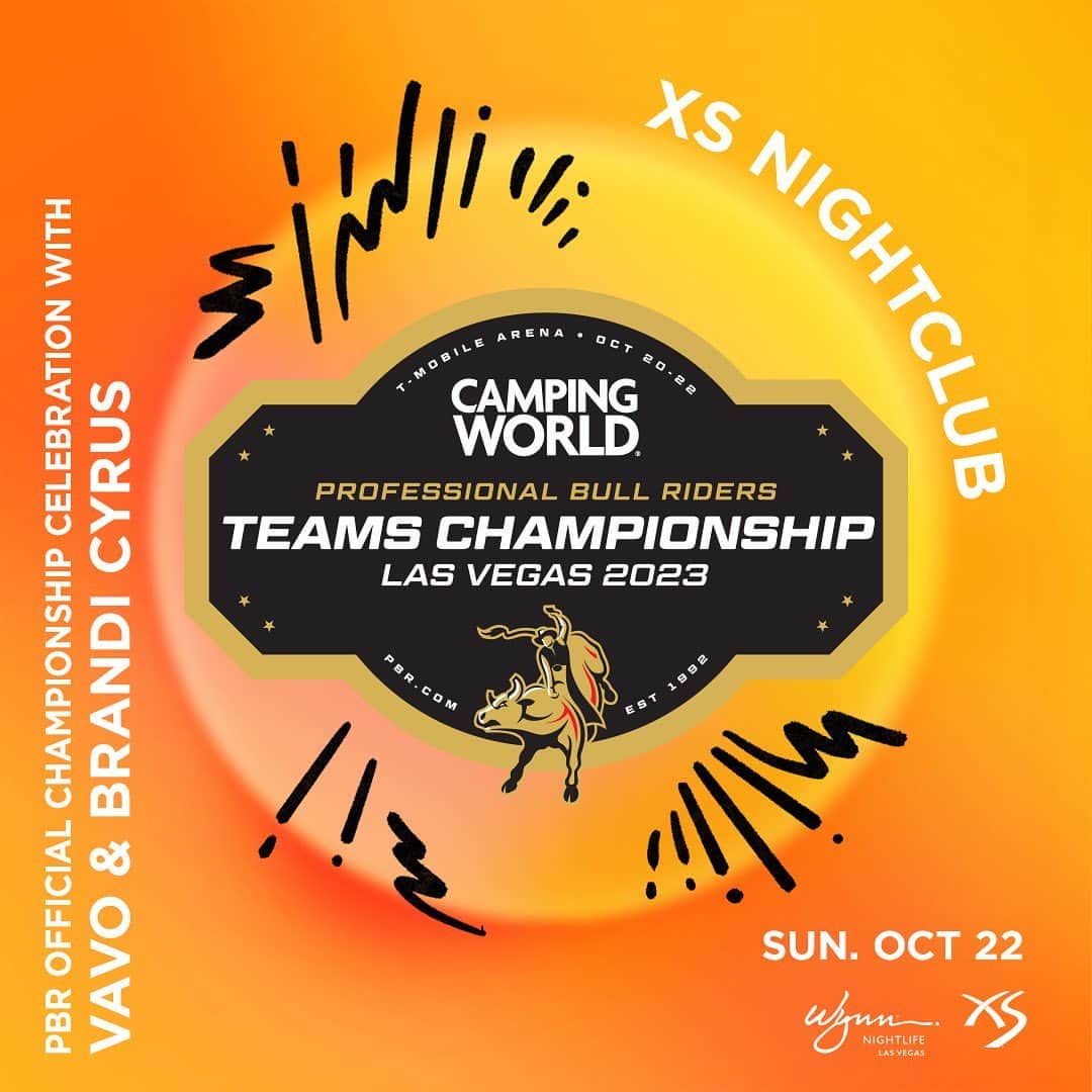 ブランディ・グレン・サイラスのインスタグラム：「Professional Bull Riders Camping World Teams Championship is coming to Las Vegas! Join us at #XSLasVegas for the Official Championship Celebration with sounds from @BrandiCyrus and @VavoMusic! 🤠🐎✨」