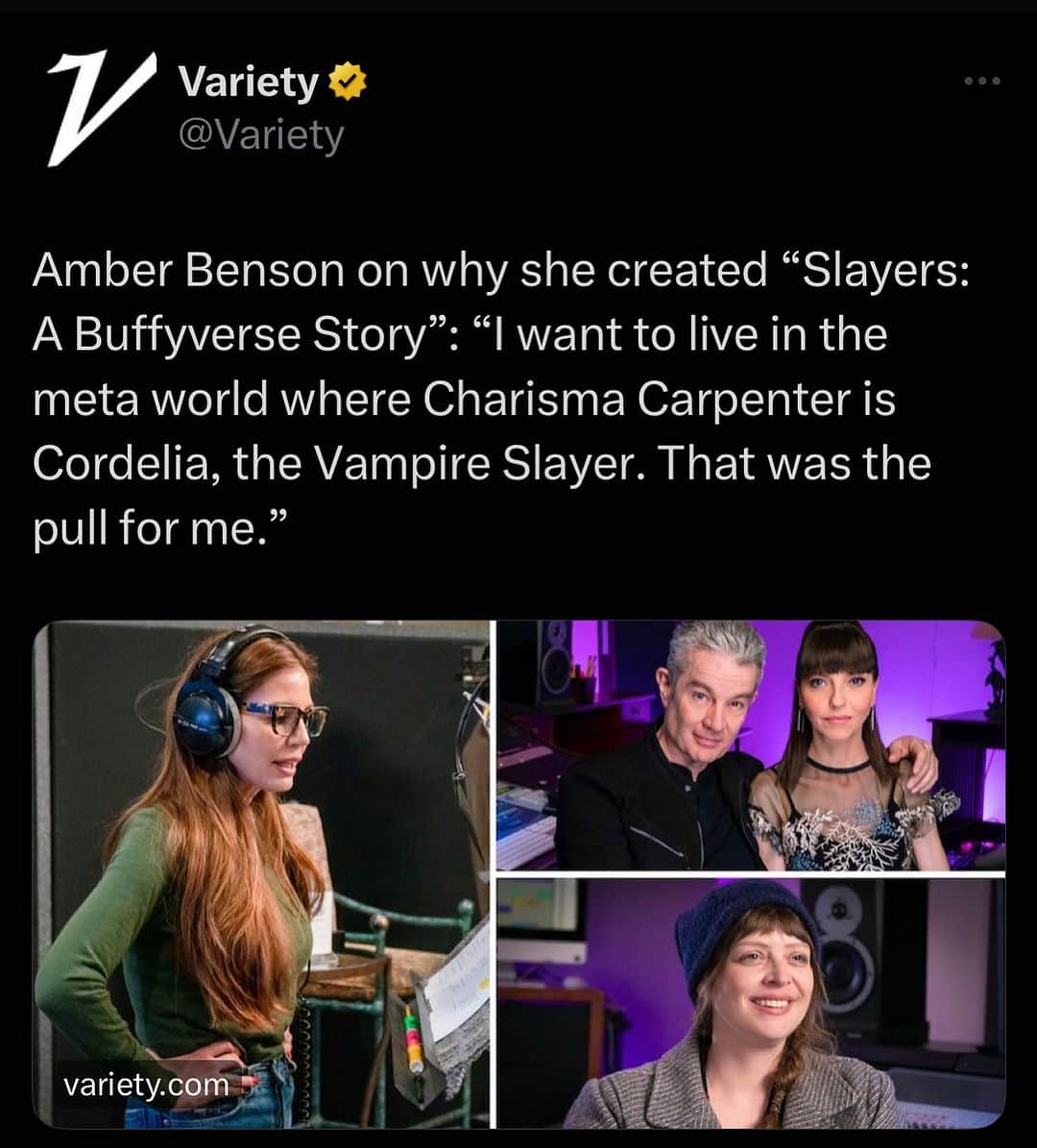 カリスマ・カーペンターのインスタグラム：「Thank you @variety and @emilylongeretta for the “Slayers” love!  #slayersxaudible」