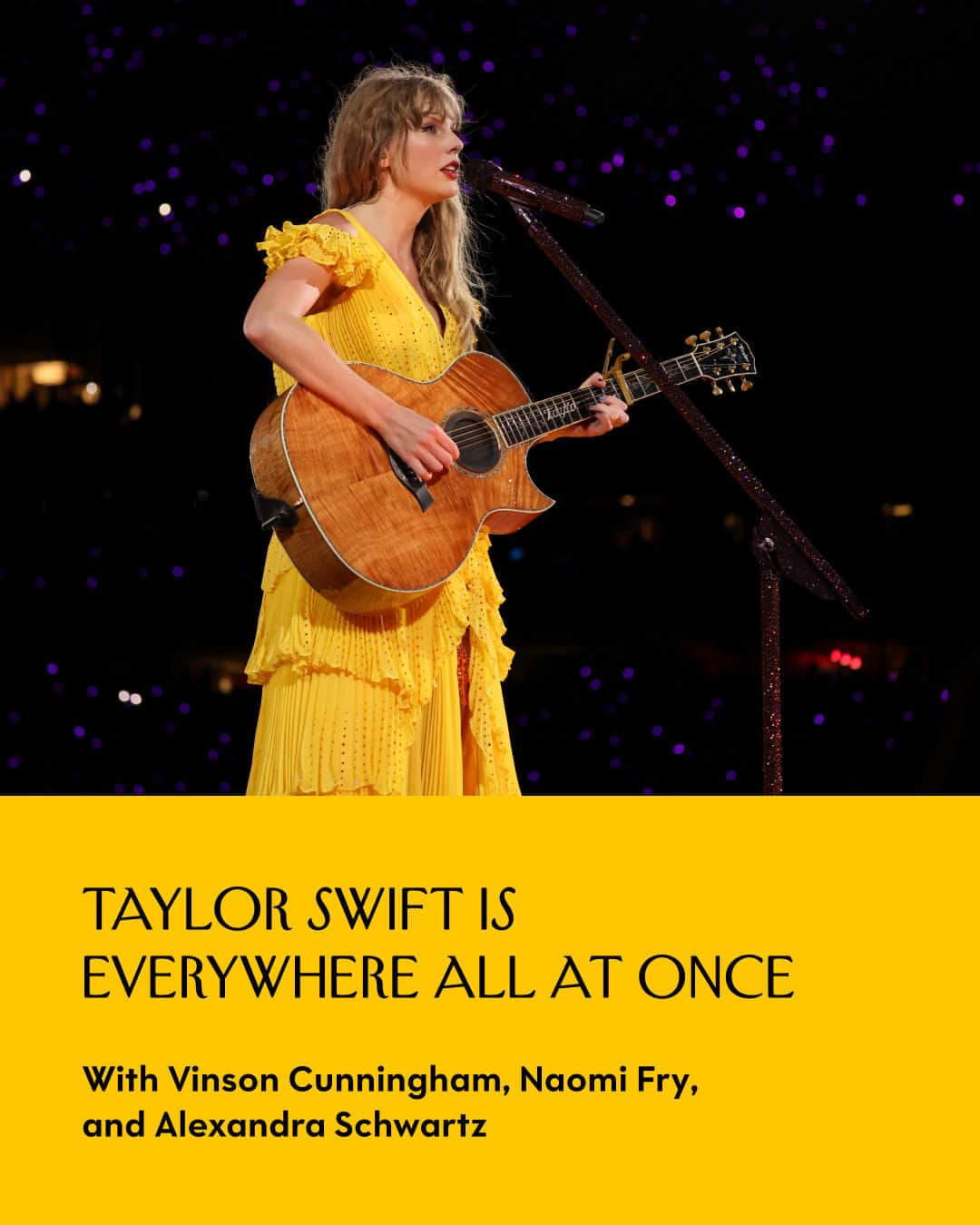 The New Yorkerのインスタグラム：「On a recent episode of our new Critics at Large podcast, @amandapetrusich joins the hosts @vinsoncunningham, @frynaomifry, and Alexandra Schwartz to discuss how Taylor Swift has managed to harness our collective attention in the midst of a fractured cultural landscape. Listen to the full episode at the link in our bio, or wherever you get your podcasts. Photography by John Shearer / Getty.」