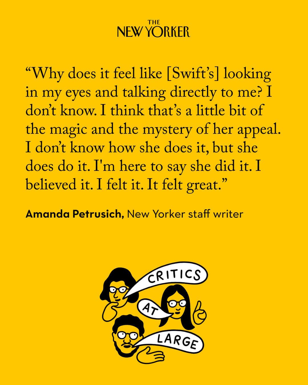 The New Yorkerさんのインスタグラム写真 - (The New YorkerInstagram)「On a recent episode of our new Critics at Large podcast, @amandapetrusich joins the hosts @vinsoncunningham, @frynaomifry, and Alexandra Schwartz to discuss how Taylor Swift has managed to harness our collective attention in the midst of a fractured cultural landscape. Listen to the full episode at the link in our bio, or wherever you get your podcasts. Photography by John Shearer / Getty.」10月12日 7時00分 - newyorkermag