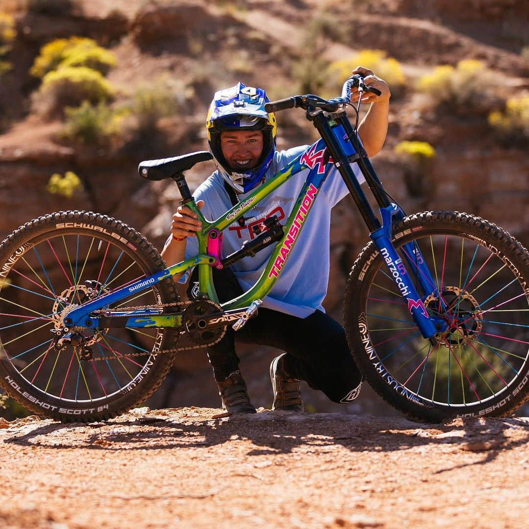 Shimanoのインスタグラム：「🚵‍♂️ Thrills, skills, and top-tier tech! The Red Bull Rampage is in full swing, and our @rideshimano athletes are getting things ready to push the boundaries on the most challenging terrain. Take a peek at the incredible machines they trust:  🔧 Bike 1: @jaxsonriddle ’s 1990 @jeremymcgrath @kawasakiusa Motocross inspired custom painted @transitionbikes is equipped with SHIMANO SAINT ready to take on the gnarliest lines.  🔧 Bike 2: @kurtsorge 's @evilbicycles rig also features a special Rampage custom paint job and the precision of SHIMANO SAINT brakes, delivering unmatched stopping power for ultimate control.  🔧 Bike 3: @djshreda @nukeproofbikes Dissent is also custom painted with several special touches, sports SHIMANO SAINT brakes and drivetrain and 27.5 wheels for agility in these high-stakes descents.  🔧 Bike 4: @carsonstorch ’s custom painted @propain_bicycles outfitted with full SHIMANO SAINT.  🔧 Bike 5: @thomasgenon will be celebrating his 10th year of Rampage on this custom painted @canyon with full SHIMANO SAINT.  🔧 Bike 6: @tvansteenbergen returns to Rampage on his trusty @hypermtb with full SHIMANO SAINT.  Massive shoutout to our dedicated athletes for showcasing what's possible on the Red Bull Rampage stage. Let the dirt fly and the stoke rise! 🚀🔥 #ShimanoMTB #ShimanoAtRampage #Rampage2023」