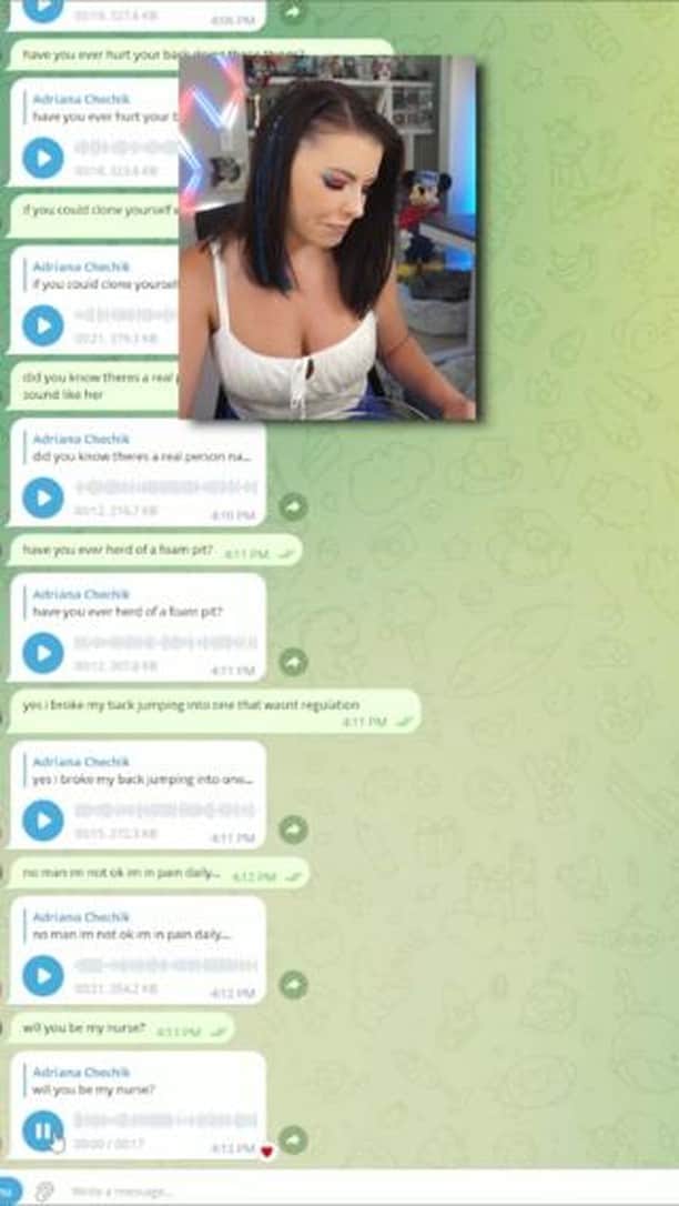 アドリアナ・チェチックのインスタグラム：「I had much fun working on this AI Bot, which is available now! It sounds just like me. You can have full-blown conversations and even tell it to give you dirty jokes or even go a little dirtier ;) The choices are  endless with this! Have you used my AI bot yet? Please give me your thoughts down below!  #adrianachechik #ai #aibot」
