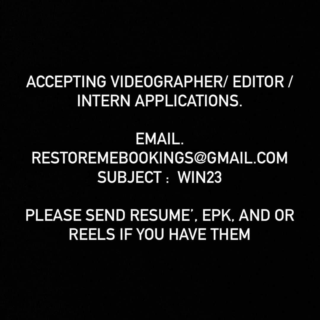 WilldaBeastのインスタグラム：「Videographers,   Admin,   EDITORS  Interns ✅✅✅  Few projects   We need more people for.  Hungry, talented, forward thinking, creative, unique individuals please submit.   Serious inquiries only.  Email : restoremebookings@gmail.com Subject: Win23  @go2djs @dj_justwill #Lgi」