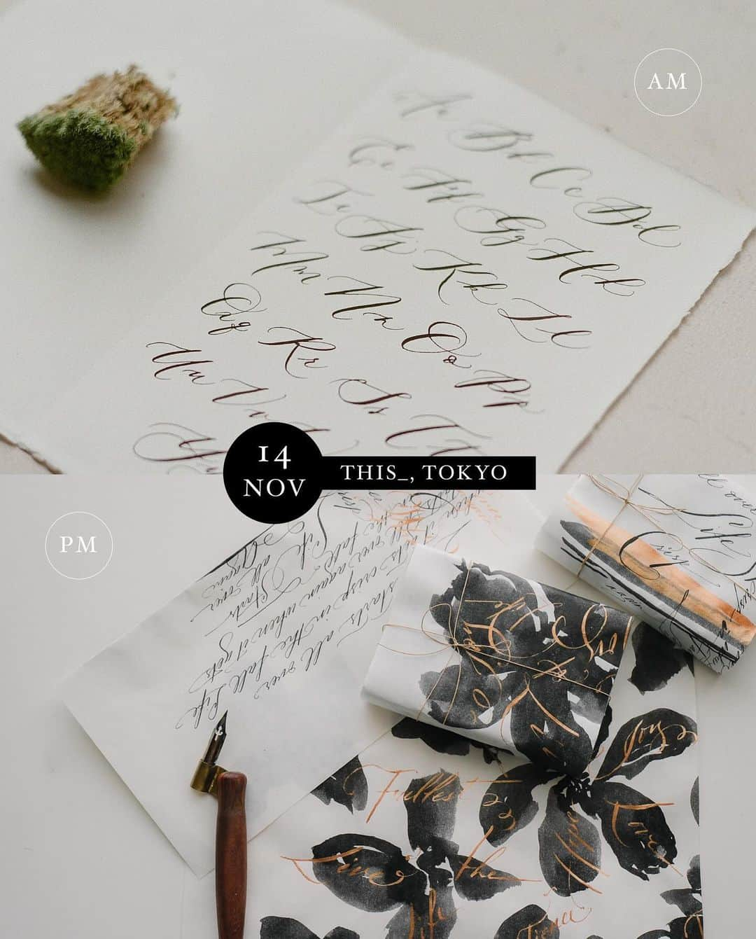 Veronica Halimのインスタグラム：「Registration for Tokyo WS hosted by @this___tokyo for basic modern calligraphy and wrapping design will start on October 14th. Please see details below.  開催日：11月14日（火） AM：10:00-13:00 ベーシックモダンカリグラフィー（初心者向け） PM：14:30-17:30 カリグラフィー＆ラッピングデザイン（経験者向け） 開催場所：This___2nd（This___店舗真向かい）  ▶︎お申し込み開始日：10月14日（土）20時より This___OnlineShopよりお申し込みください。  ▶︎詳細はThis___のブログをご覧下さい。  ____________________________  This___では初めてとなる、インドネシア・ジャカルタ在住の、デザイナーでもあり、カリグラファーのVeronica Halim（ヴェロニカハリム）さんをお迎えして、特別なワークショップを開催します！  自然界の有機的な形やパターンに深く影響を受け、彼女にしか表現できない流れるような美しいカリグラフィーを生み出し、豊かな表現力と繊細さに加え、パッケージデザイナーとしての質の高さも兼ね備えたスタイルで、日本、そして世界中にとてもファンの多いヴェロニカ。  グラフィックデザインの研鑽を積み、大手企業やライフスタイル系クライアントのブランド クリエイティブ・ディレクターとしてキャリアを築くなかで、シャネルやBMW、グッチ、ペンハリガン、TWGなどの一流ブランドからも頻繁に依頼を受け、その仕事は世界的に高く評価されています。  今回のワークショップは午前と午後と異なるクラスをご用意しています。  午前は基礎クラスで、本当に初めてカリグラフィーを学ぶ方向け、午後は数回カリグラフィーのレッスンを受けた事のある方向けに、より高度なヴェロニカならではのカリグラフィーを使ったラッピングやクリエイティブな表現を教えて頂きます。  どちらも詳しいお申し込み方法や詳細は、This___のブログに記載しております。  是非ご覧ください！ ____________________________  HP▶︎www.this-is.jp ONLINESHOP▶︎www.this-tokyo.com Twitter▶︎ @This___tokyo staff Instagram ▶︎ @this___doi  This___ ディス 東京都世田谷区世田谷4-2-15 東急世田谷線「松陰神社前」駅 徒歩1分  4-2-15 Setagaya Setagaya-ku Tokyo 03-6379-4620  #this___tokyo #setagaya #setagayaline #松陰神社前 #shoinjinjyamae #calligraphy #VeronicaHalim #calligraphyworkshop」