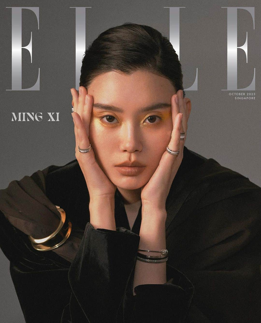 ミン・シーのインスタグラム：「🩶🩶🩶 @ellesingapore @boucheron @ysl」