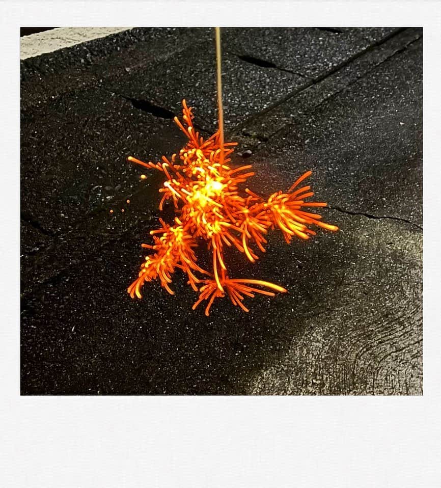かせきさいだぁのインスタグラム：「そういえば小2男子は花火を観た後、高級線香花火をやっていた❤️」