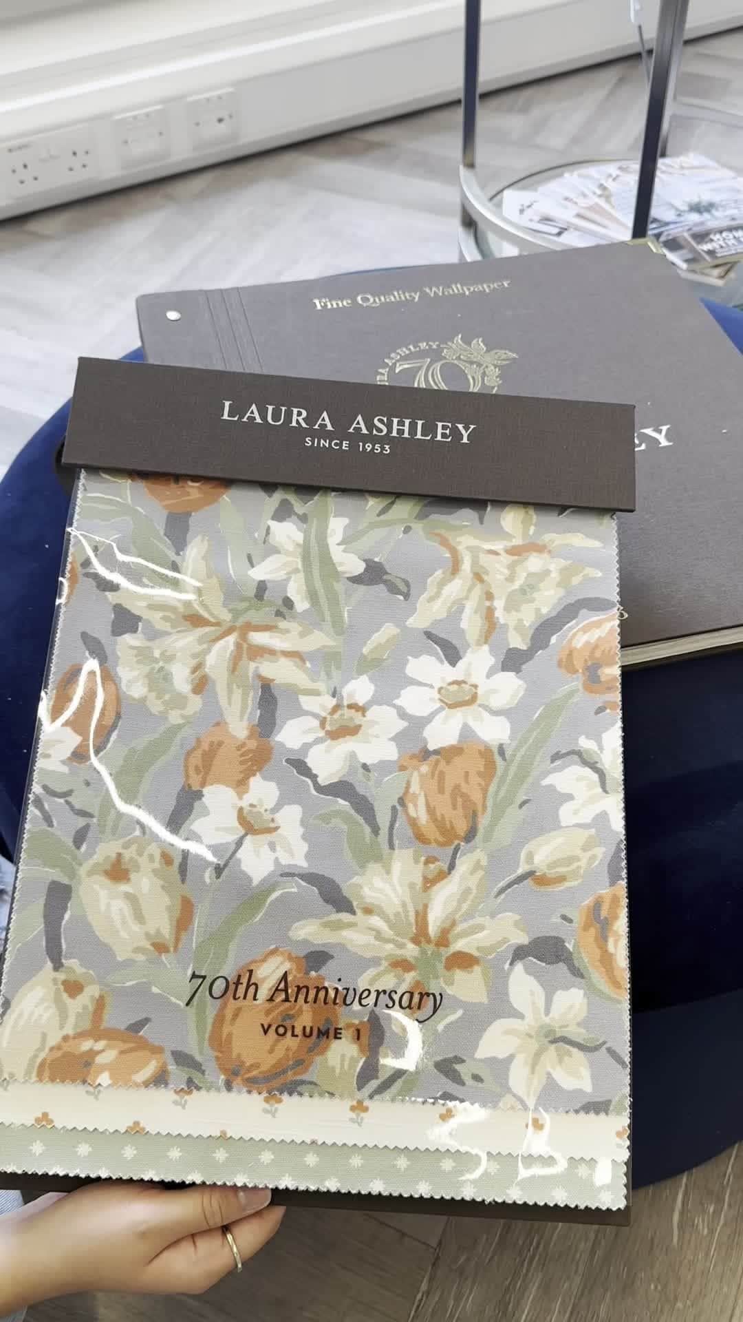ローラアシュレイのインスタグラム：「Got any DIY projects planned? Get creative with our Fabric by the metre collection. ⁣⁣ ⁣⁣ Choose the perfect print for your next project with the help our 70th Anniversary Fabric Book, available to view at over 500 independent stockists across the UK.⁣ ⁣ See the link in bio for a list of all independent stockists.」