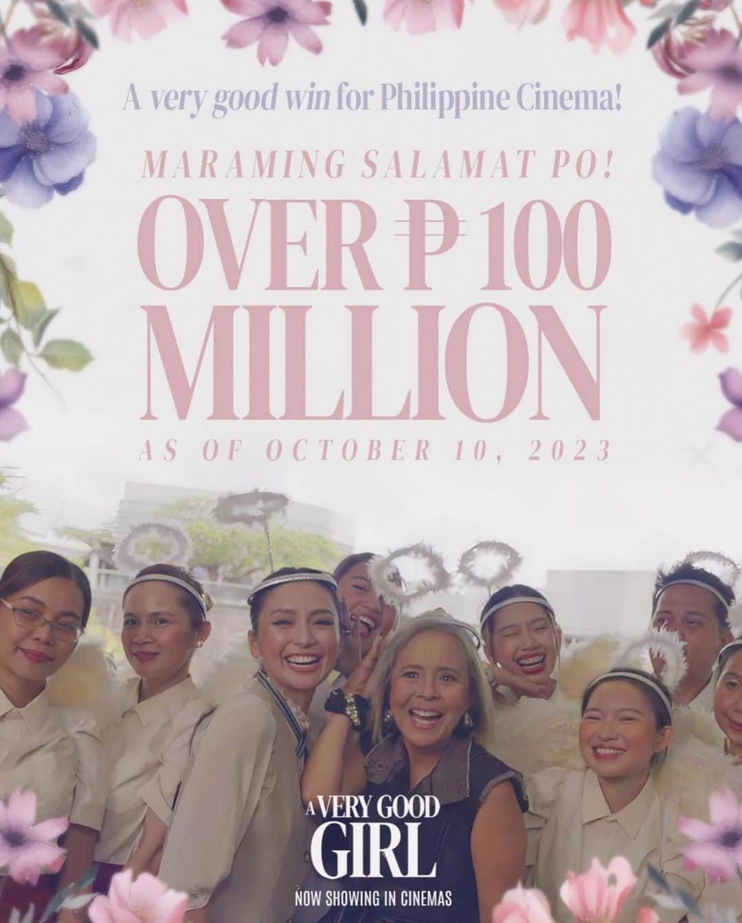Kathryn Bernardoさんのインスタグラム写真 - (Kathryn BernardoInstagram)「100 million?!!! You have no idea how much this gives us hope for the Philippine cinema. Thank you so much for all your love and support! 🙏🏻🥹  Congratulations, Team AVGG! 😍」10月12日 16時26分 - bernardokath