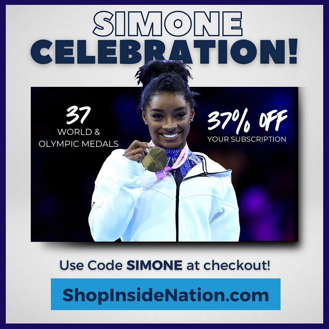 Inside Gymnasticsさんのインスタグラム写真 - (Inside GymnasticsInstagram)「In honor of Simone’s historic 37 World & Olympic medals, we’re celebrating with our biggest discount EVER! 🥳 ⬇️  Use code Simone at checkout to get 37% off your subscription! Our 2023 Worlds Commemorative Issue will contain a special tribute to Simone! 🥇🥈🥉」10月13日 4時08分 - insidegym