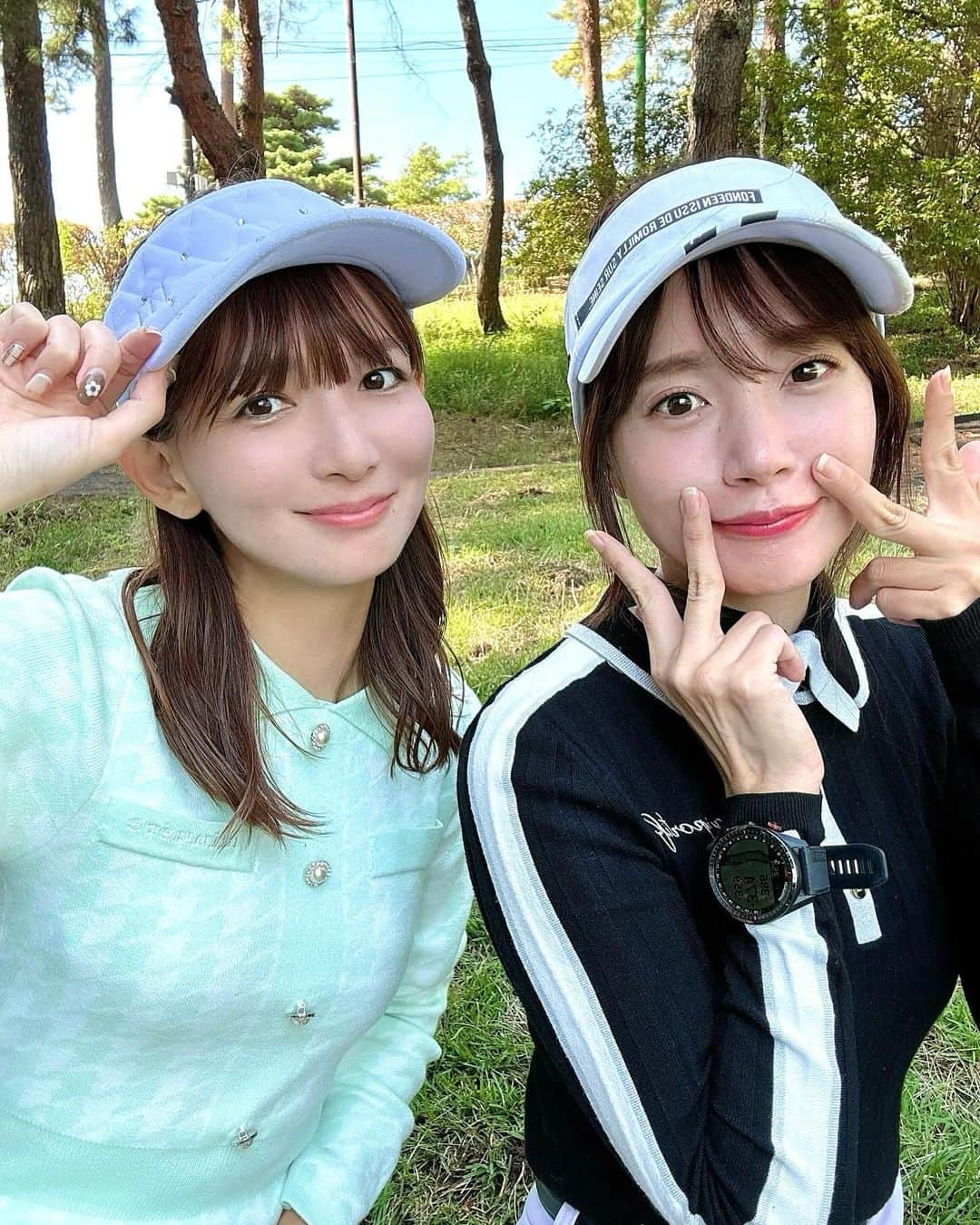 中谷あすみのインスタグラム：「今日は草加市のコンペに参加⛳️  @chisakofuruta と行ってきたよ💓 なにげに同組は初めてでした🙌  表彰式では草加市で皆でしゃぶしゃぶとすき焼きをお腹いっぱい食べたよー☺️  他にもお友達いっぱいで楽しかった(^^)  wear @minuere_golf   #ゴルフ女子 #ゴルフコンペ #ゴルフウェア #ミヌエール #ゴルフ女子コーデ #minuere #草加市 #あすみゴルフ」