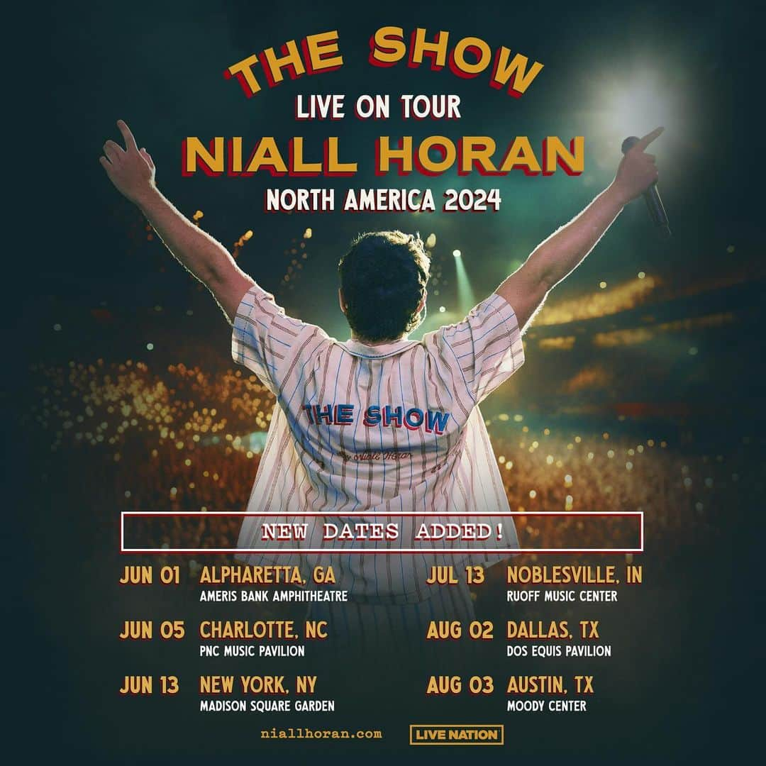 ナイル・ホーランのインスタグラム：「I’m absolutely thrilled to share that I’ve added even more US dates to The Show Live On Tour ! This includes a second date at Madison Square Garden , one of my all time favourite venues in the world. I cannot believe the first date there sold out so quickly so had to add a second night. Tickets go on sale Oct 18  Citi/AAdvantage presale begins tomorrow at 10am Sign up for my newsletter at niallhoran.com for access to Monday’s presale  Mexico and South America , don’t worry there will be shows coming your way soon !」