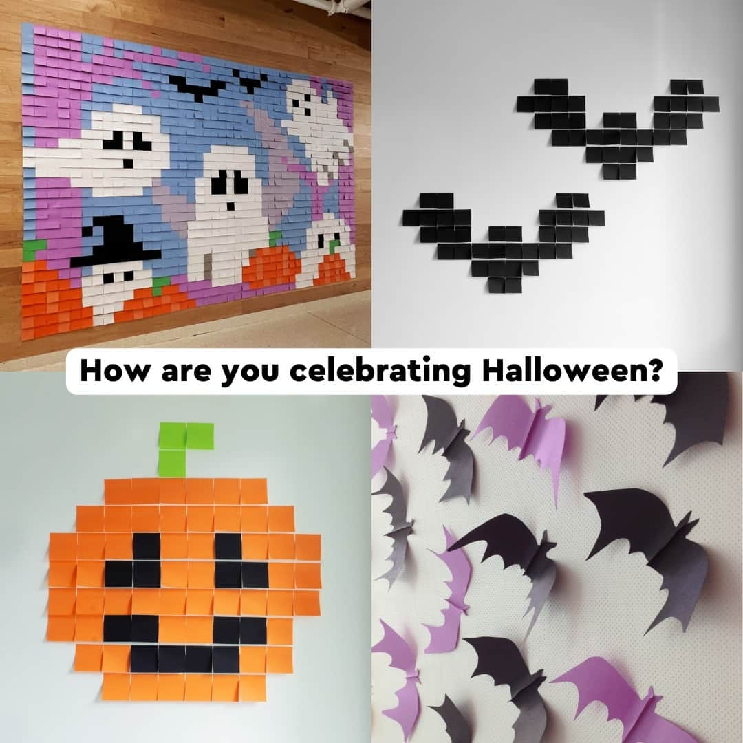 ポスト・イットのインスタグラム：「Embrace Halloween vibes with spooky Post-it® Note decorations or brainstorming your most haunting ideas 👻 We’re celebrating the season by offering a special treat – use 10HALLOWDEAL on Amazon to get a 10% discount on select Post-it® Super Sticky Notes via the link in our bio! 🎃  Creating a Halloween Post-it® Note mural this October? Share your spooky art with us using #PostitHalloween 👀   #postitnotes #postit #postitmural #halloweenseason #halloweenspirit  *Offer available until 10/31/23.」