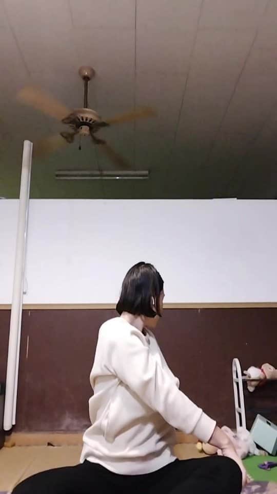 のインスタグラム：「020/100  自分のまわりを整えましょうって言ったのに、ぬいぐるみが後ろに散乱してた🥺😂🥺😂  呼吸で新しいものと古いものを入れ替える練習、20回目。みんな得意になってきたかなあ。  寒くなってきたから、あたたかくして過ごしてね。  乾布摩擦、冷えやむくみに効果的です。起きてすぐやるのもおすすめ。　  今回は、すこし速い動き、息をきらす動きを少しだけいれてます。  交感神経を一度優位にすると、そのあと副交感神経が活発になってよく眠れるように。  足先、手先、たくさん優しくこすってみて。  おやすみなさい！  #100日チャレンジ  #yoga #乾布摩擦 #夜ヨガ #手放すほど豊かになる」