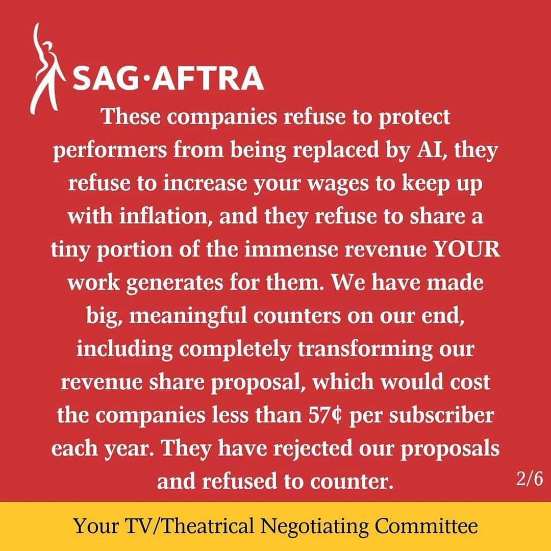 ロバート・パトリックさんのインスタグラム写真 - (ロバート・パトリックInstagram)「#Repost @sagaftra ・・・ To Our Fellow #SagAftraMembers:  It is with profound disappointment that we report the industry CEOs have walked away from the bargaining table after refusing to counter our latest offer. We have negotiated with them in good faith, despite the fact that last week they presented an offer that was, shockingly, worth less than they proposed before the strike began.  Our resolve is unwavering. Join us on picket lines and at solidarity events around the country and let your voices be heard.   One day longer. One day stronger. As long as it takes.  - Your TV/Theatrical Negotiating Committee」10月13日 0時06分 - ripfighter