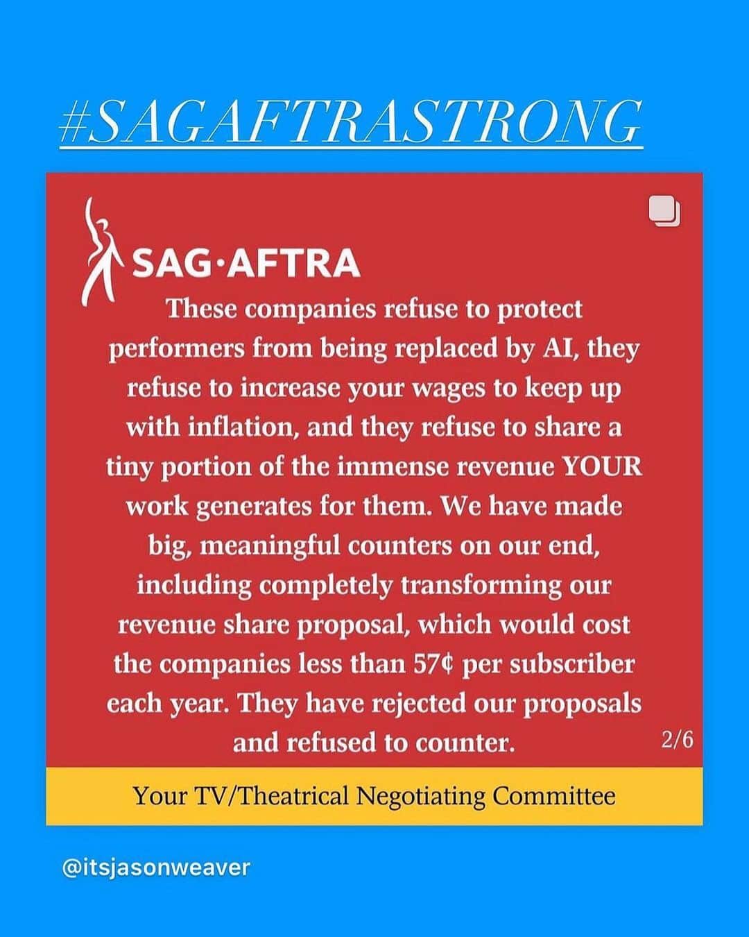 アリミ・バラードのインスタグラム：「FIND YOU A PICKET LINE!!!! JOIN US..👉 www.SagAftraStrike.org 💯💫   UNTIL IT’S DONE!!! A 👏 FAIR 👏 DEAL 👏 #UnionSTRONG #SAGAFTRAStong #WGAStrong   #RePost w/ @sagaftra To Our Fellow #SagAftraMembers:  It is with profound disappointment that we report the industry CEOs have walked away from the bargaining table after refusing to counter our latest offer. We have negotiated with them in good faith, despite the fact that last week they presented an offer that was, shockingly, worth less than they proposed before the strike began.  Our resolve is unwavering. Join us on picket lines and at solidarity events around the country and let your voices be heard.   One day longer. One day stronger. As long as it takes.  - Your TV/Theatrical Negotiating Committee」