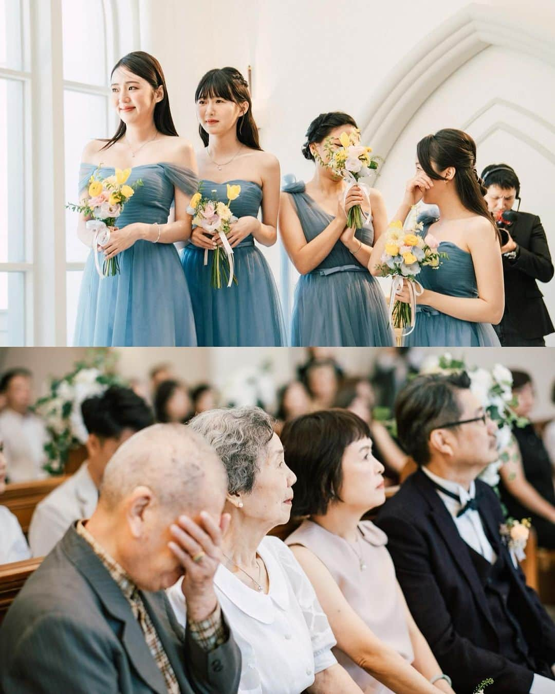 Dewi Chienさんのインスタグラム写真 - (Dewi ChienInstagram)「⛪️證婚  從來沒想過原來短短一百多個字的誓詞，要好好唸完會這麼的困難⋯平時哭點偏高的我，才唸第一句就開始哽咽，可能這三年多來太多感觸、太多失去，也太多獲得了；也可能現場氣氛太好、親友太滿，讓我看到每個角落都充斥著滿滿的愛，就覺得自己真的好幸福。  🫶🏻誓詞：  「在動盪不安的2020我們從朋友變成了情人，這三年也從我們兩個變成我們四個，雖然一切來的措手不及，但很感謝讓我措手不及的人是你。謝謝你願意為了這個家收起脾氣、付出耐心，謝謝你就算愛女如癡⋯也從來沒有忘記對我的照顧和體貼，謝謝我們都為了這段關係努力學習與成長，最後，還要謝謝老天真的是帶領我們一起往更幸福的地方去。」  最後，收到攝影師的照片發現，伴娘團跟著我哭一排，連92歲的阿公也在座位上拭淚，真的是太感人了🤍（淚）  💎 @bulgari  💄 @arialping  💇🏻‍♀️ @actomlee 💐 @sussflora  👰🏻‍♀️ @artizstudio.tw  🤵🏻 @vandome_suit  📷 @thestagephotography @nickchangphotography  #大衛婚禮紀錄 #帶你們一起用照片影片參與婚禮過程」10月13日 0時15分 - dewichien