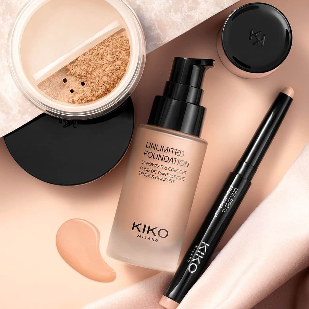 KIKO MILANOさんのインスタグラム写真 - (KIKO MILANOInstagram)「Here’s our not-so-secret recipe for flawless skin:⁣ 🖤 New Unlimited Foundation: lightweight & velvety with a matte finish ⁣ 🖤 New Universal Concealer: creamy texture, offering medium to high coverage⁣ 🖤 Unlimited Long Lasting Matte Loose Powder: enriched with pigmented microspheres to even-out your complexion.⁣ Which of these have you already tried? 😍 ⁣ ⁣ New Unlimited Foundation 03 - Unlimited Long Lasting Matte Loose Powder 03 - New Universal Stick Concealer 07 ⁣」10月13日 0時50分 - kikomilano
