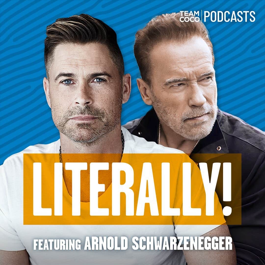 アーノルド・シュワルツェネッガーのインスタグラム：「Today on #Literally Rob goes to Arnold Schwarzenegger’s house! They talk stogies, exotic pets, hot takes on current politics, his governorship, and much more. Listen at the link in bio!」