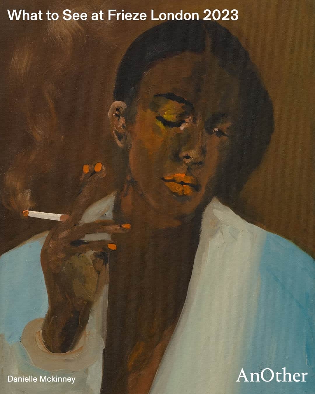AnOther Magazineのインスタグラム：「As Frieze returns to London, AnOther columnist @alayoakinkugbe, the curator of @ablackhistoryofart, shares the exhibitions and Frieze booths on the radar of Black Gazes ❤️⁠ ⁠ From Danielle Mckinney’s paintings of Black women at ease, revelling in their solitude, to Amber Pinkerton’s debut exhibition of film and photography, read more about the art to see at the link in bio 📲⁠ ⁠ 📸 1. @danielle_mckinney_, Our Lady, 2023. Copyright of Danielle Mckinney and courtesy of @marianneboeskygallery, New York and Aspen⁠ 2. @alvarobarrington, Wet Fete, Bathers, for Myself, 2023. Photography by Katie Morrison, Courtesy of the artist and @sadiecoleshq London⁠ 3. @ambercashmere, Eve, 2022. Courtesy of the artist and @aliceblackgallery⁠ 4. @cequarles, Yew Can See Tha Sun, Far From Near (framed), 2023. Courtesy the artist and @pilarcorriasgallery, London, and @hauserwirth⁠ 5. #JaylonIsraelHicks, The Universe is Coming to Town: USA Playhouse (Castle of Peace), 2023. Courtesy of the artist⁠」