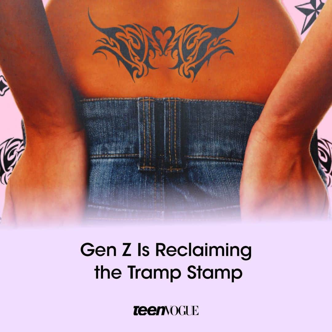 Teen Vogueさんのインスタグラム写真 - (Teen VogueInstagram)「As Gen Z’ers began bringing back practically every trend from the ‘90s and ‘00s, it was pretty much a given that the tattoo placement would make a comeback, too. And not only are they embracing the tramp stamp, they’re also reclaiming its name. For Teen Vogue's Pop Ink package, @karanesvig outlines the rise, fall, and rise of the lower back tattoo (a.k.a. the tramp stamp) at the link in bio.」10月13日 1時50分 - teenvogue