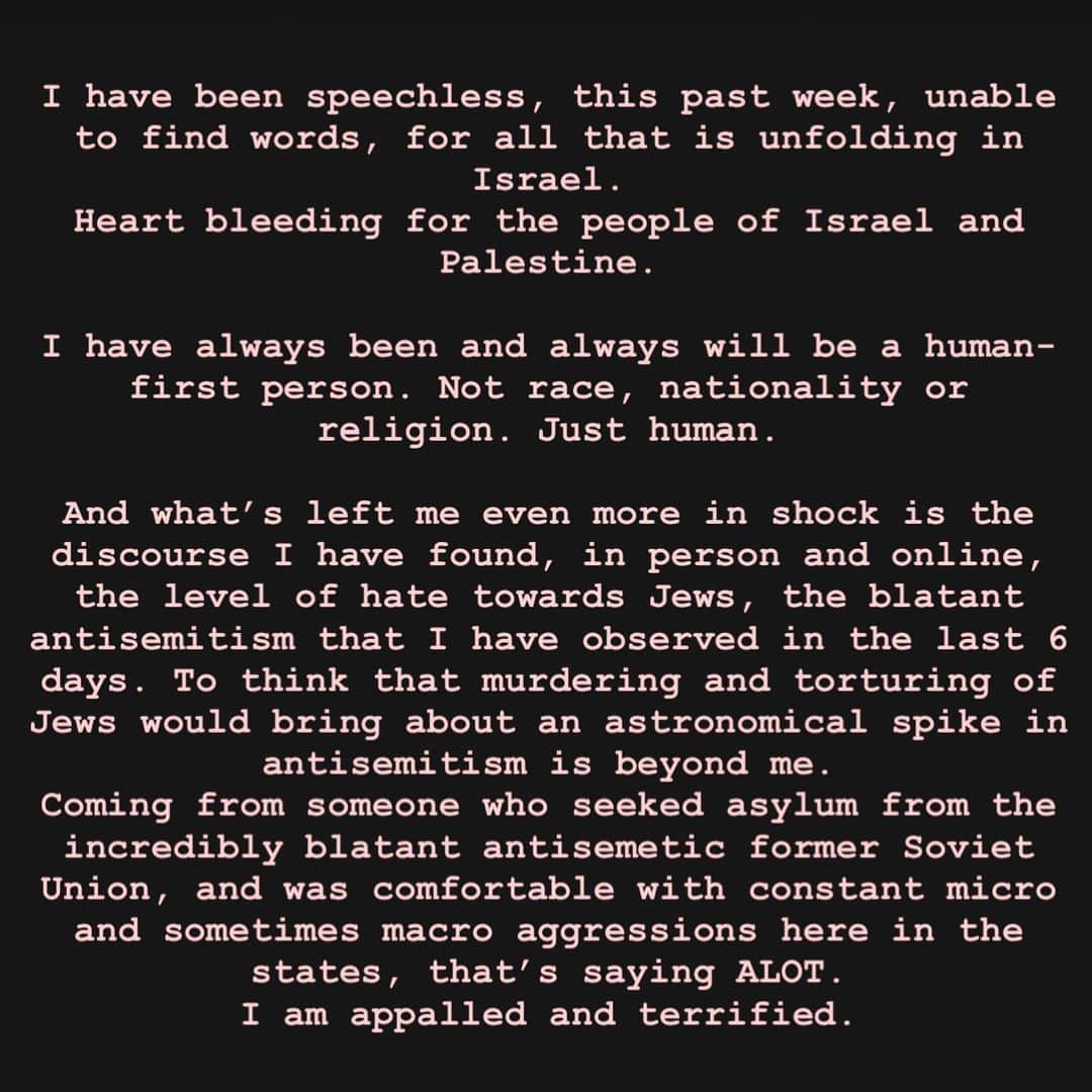 マルガリータ・レヴィエヴァのインスタグラム：「(For anyone who is confused, this is a post about antisemitism. Not my opinion or willingness to discuss the conflict in Israel, at this time. Therefore, I will be turning off the comments, for my nervous system can only handle so much right now).  #stopantisemitism」