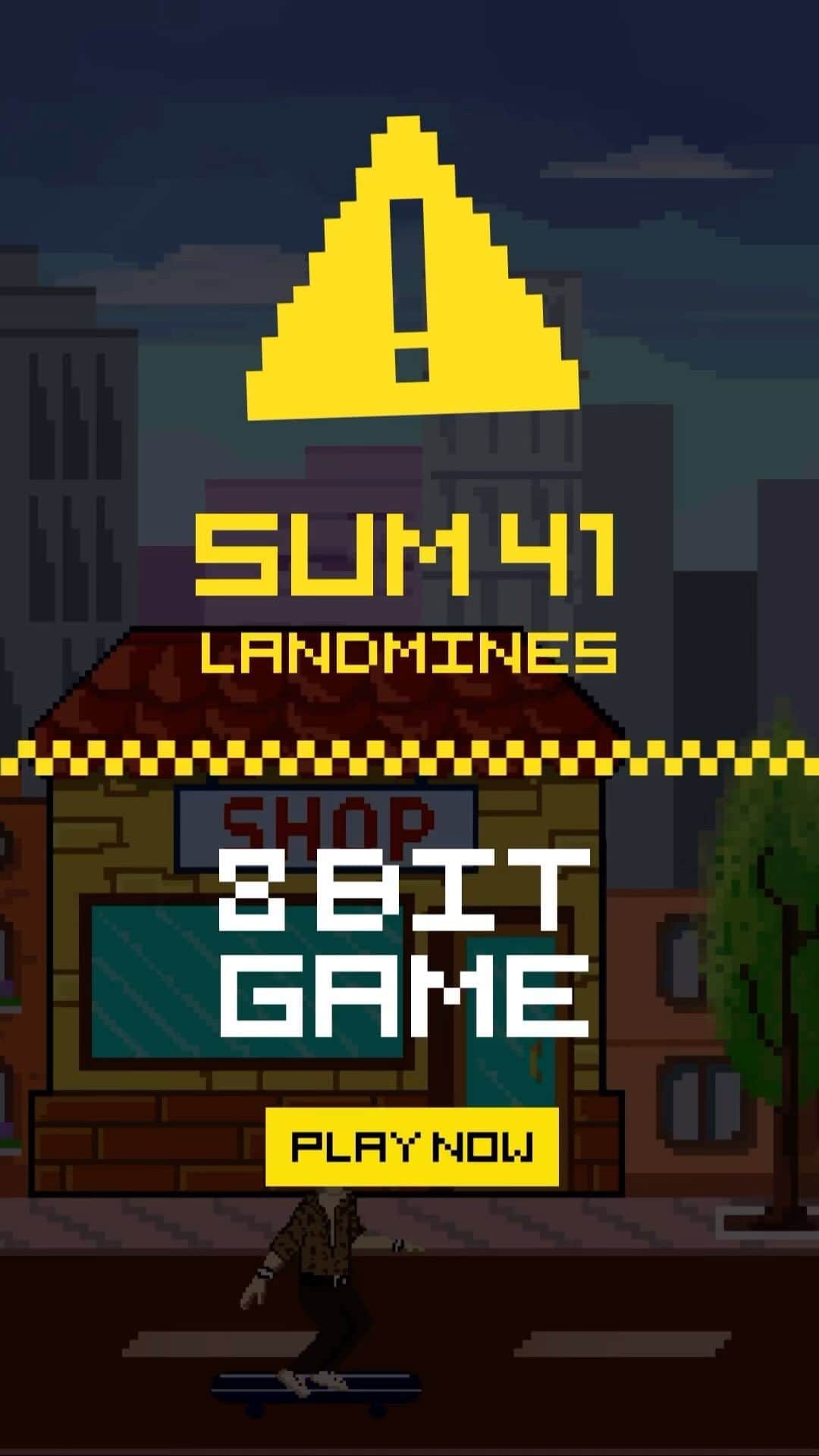 Sum 41のインスタグラム：「Try out this “Landmines” 8-bit game and see if you can skate your way to the prom! PLAY NOW: link in bio」