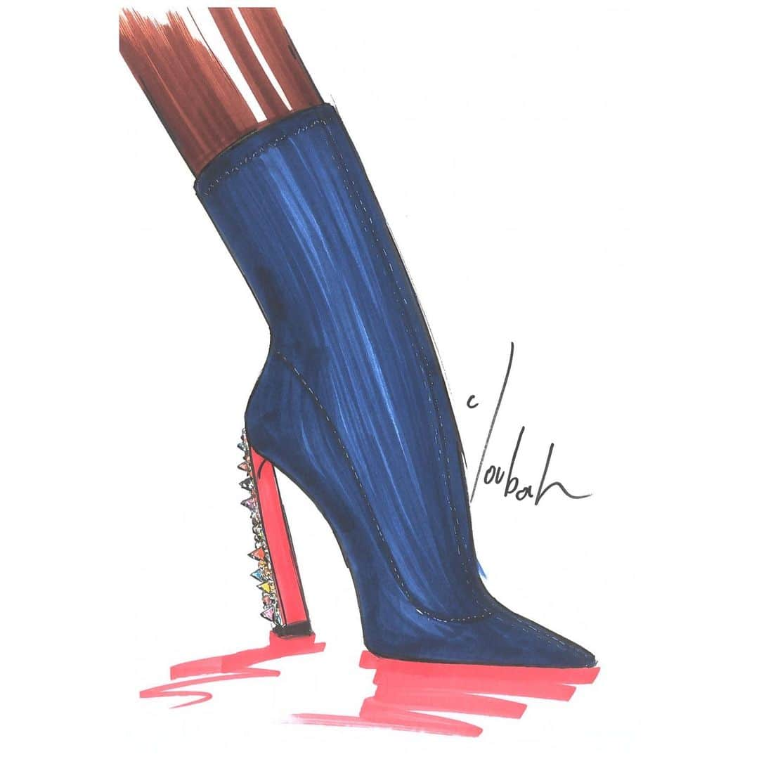 クリスチャンルブタンさんのインスタグラム写真 - (クリスチャンルブタンInstagram)「Look at this Christian Louboutin sketch, featuring the Cosmic boot with its electric blue vinyl upper perched atop a fully stoned 100mm heel, it is not one to go unnoticed.   #Marvel #ChristianLouboutin #Disney100」10月13日 3時00分 - louboutinworld