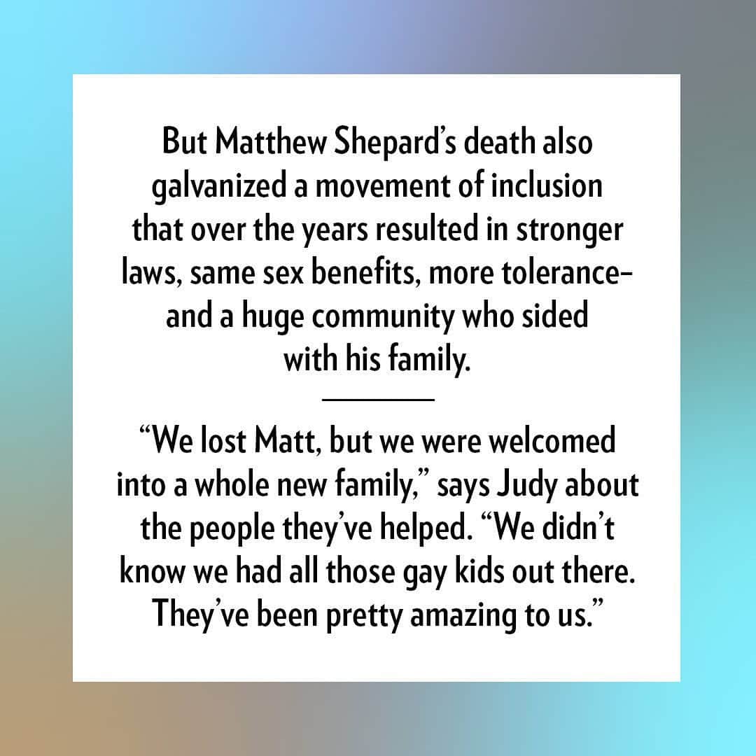 People Magazineさんのインスタグラム写真 - (People MagazineInstagram)「Matthew Shepard's family is reflecting on his lasting legacy on the 25th anniversary of his tragic death. 🤍 Tap the link in our bio for the full story and more on the national movement of inclusion his parents are still fighting for. |📷: Gina von Hoof」10月13日 3時28分 - people