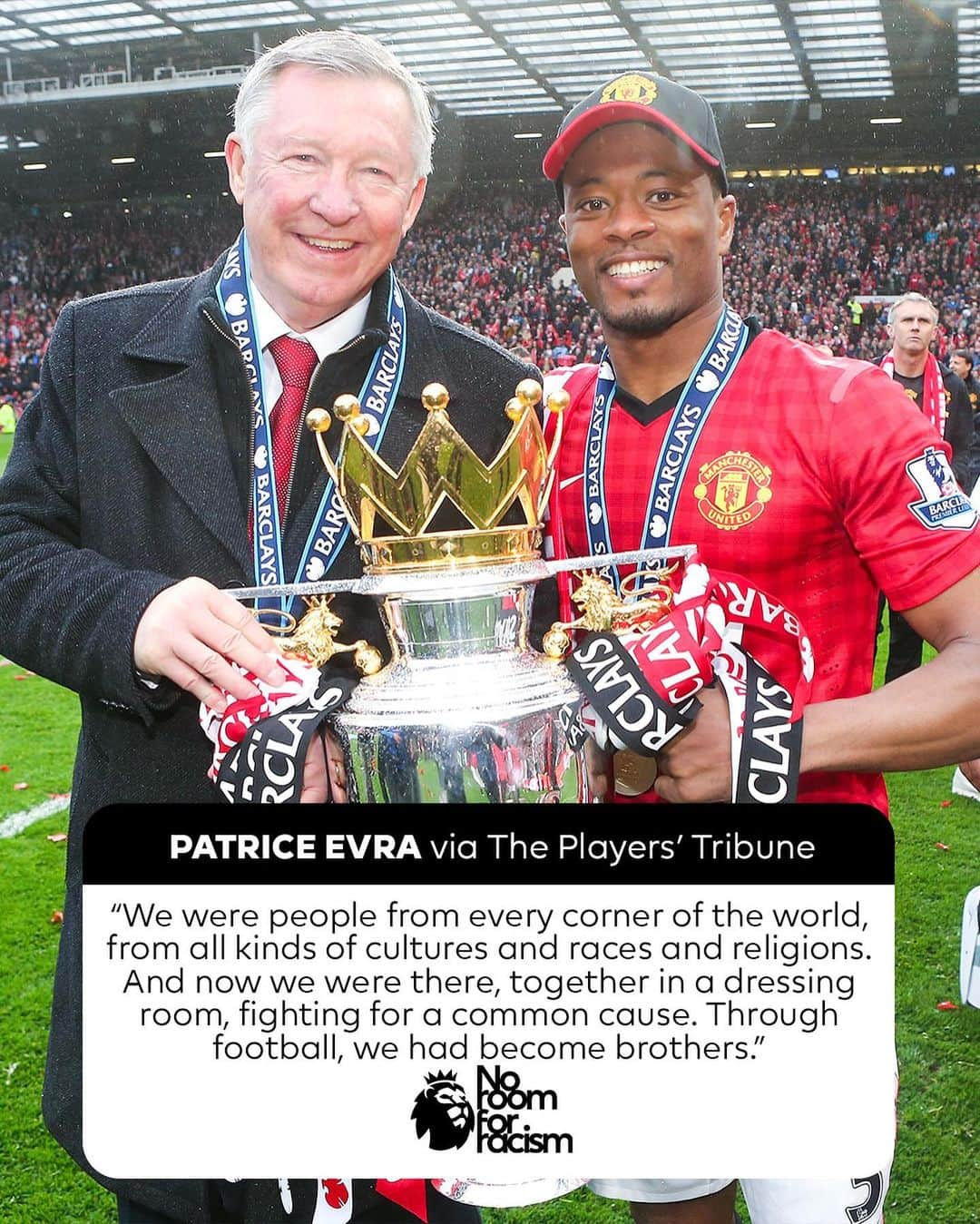 プレミアリーグさんのインスタグラム写真 - (プレミアリーグInstagram)「Man Utd ahead of their 2008 Champions League victory, in the words of Patrice Evra 💬  Greatness comes from everywhere.   #NoRoomForRacism」10月13日 3時32分 - premierleague