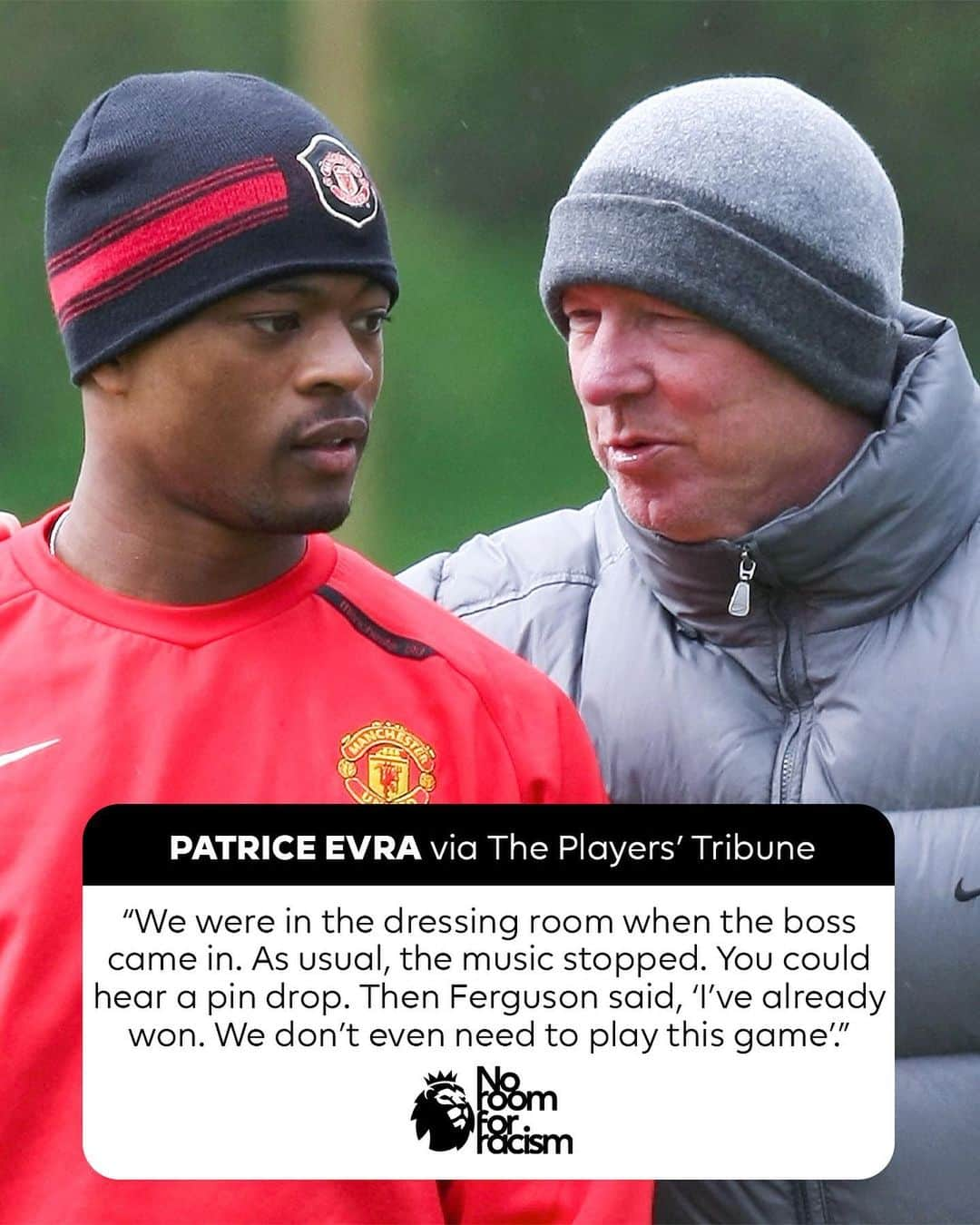 プレミアリーグさんのインスタグラム写真 - (プレミアリーグInstagram)「Man Utd ahead of their 2008 Champions League victory, in the words of Patrice Evra 💬  Greatness comes from everywhere.   #NoRoomForRacism」10月13日 3時32分 - premierleague